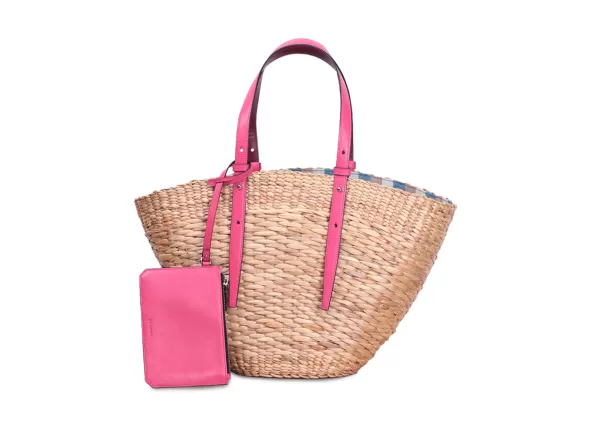 Shopping Bag + Purse (Pink) Straw (Water Hyacinth) Handmade