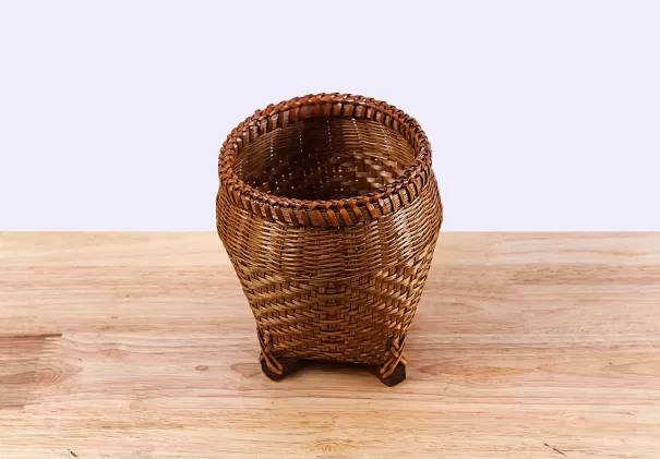 Brown Round Bamboo Basket Handmade Bamboo